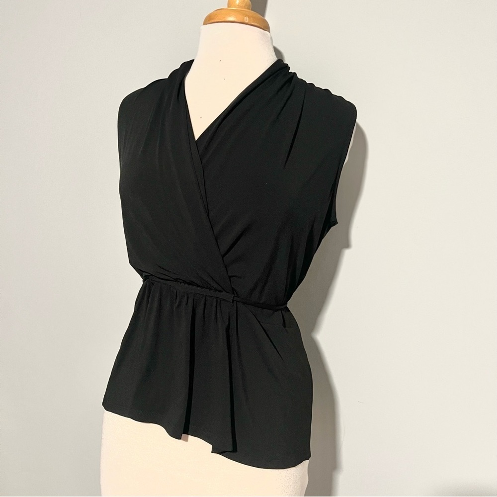NWT Collective Concepts South Moon Under Black Sleeveless Faux Wrap Top Size S